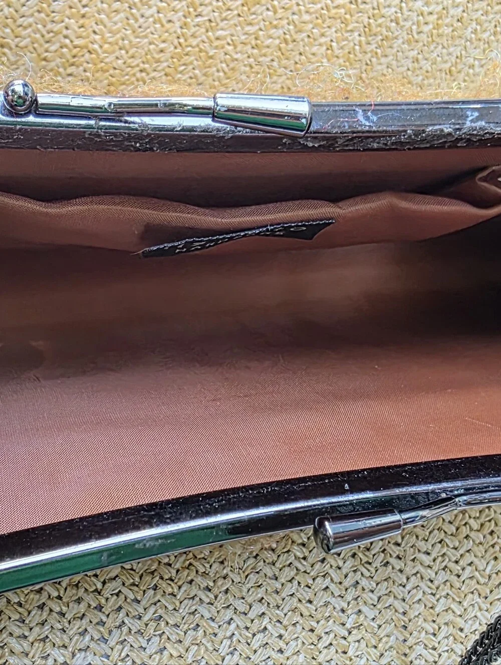 Vintage-Inspired Olive Green Clutch with Decorative Brooch